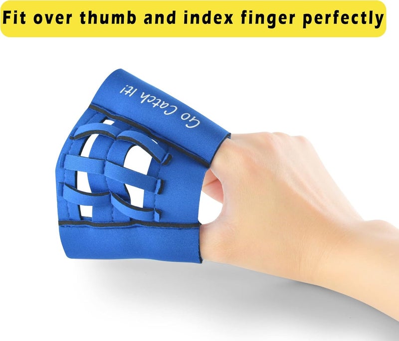 Clocean Webglove Training Glove for Youth and Adults Breathable and Durable Works for Golf-Sized Practice Balls Web Glove Mini Training Baseball Softball Glove Two Finger Web Glove Catcher (Blue) - Image 2
